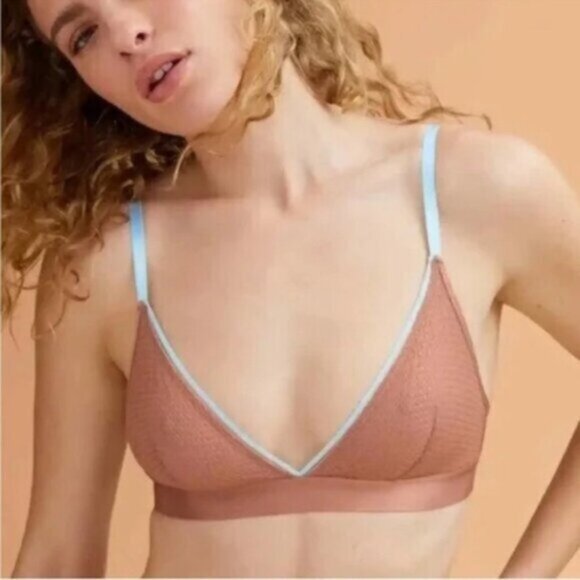ThirdLove Other - Thirdlove Women's Brown & Blue Modern Mesh Triangle Bralette Bra Size Medium